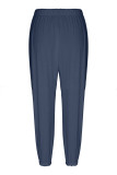 Casual Solid Pocket Buttons Loose Mid Waist Harlan Solid Color Bottoms