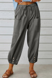 Casual Solid Pocket Buttons Loose Mid Waist Harlan Solid Color Bottoms
