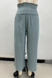 Casual Solid Fold Loose High Waist Wide Leg Solid Color Bottoms