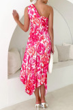 Sweet Elegant Floral Fold Asymmetrical Pleated Dresses