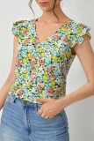 Casual Sweet Patchwork V Neck Tops