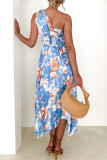 Sweet Elegant Floral Fold Asymmetrical Pleated Dresses