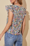 Casual Sweet Patchwork V Neck Tops