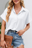 Work Elegant Solid Fold Turndown Collar Tops