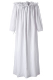 Plus Size Casual Solid Frenulum Off the Shoulder Irregular Dress Dresses