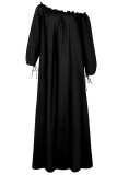 Plus Size Casual Solid Frenulum Off the Shoulder Irregular Dress Dresses