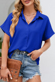Work Elegant Solid Fold Turndown Collar Tops
