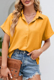 Work Elegant Solid Fold Turndown Collar Tops