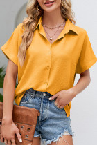 Work Elegant Solid Fold Turndown Collar Tops