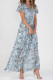 Sweet Elegant Print Patchwork V Neck Waist Skirt Dresses