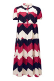 Vintage Elegant Geometric Print Patchwork O Neck A Line Dresses