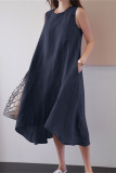 Casual Simplicity Solid Pocket O Neck Vest Dress Dresses