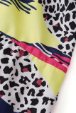 Vintage Elegant Geometric Print Patchwork O Neck A Line Dresses
