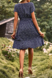 Sweet Elegant Print Frenulum O Neck A Line Dresses