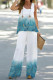 Casual Street Gradual Change Print Contrast O Neck Sleeveless Two Pieces