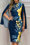 Celebrities Elegant Print Patchwork O Neck Dresses