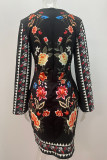 Celebrities Elegant Print Patchwork O Neck Dresses