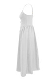 Elegant Solid Patchwork U Neck Sling Dress Dresses