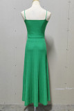 Casual Simplicity Solid Fold Square Collar Sling Dress Dresses
