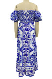 Floral Patchwork Off the Shoulder Printed Dress Dresses