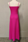 Casual Simplicity Solid Fold Square Collar Sling Dress Dresses