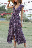 Bohemian Elegant Print Bandage V Neck A Line Dresses