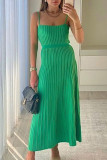 Casual Simplicity Solid Fold Square Collar Sling Dress Dresses