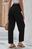 Casual Solid Frenulum Loose High Waist Straight Solid Color Bottoms
