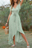 Bohemian Elegant Print Bandage V Neck A Line Dresses