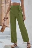 Casual Solid Frenulum Loose High Waist Straight Solid Color Bottoms
