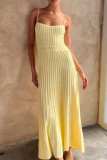 Casual Simplicity Solid Fold Square Collar Sling Dress Dresses