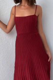 Casual Simplicity Solid Fold Square Collar Sling Dress Dresses