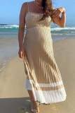 Casual Simplicity Solid Fold Square Collar Sling Dress Dresses
