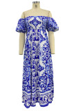 Floral Patchwork Off the Shoulder Printed Dress Dresses