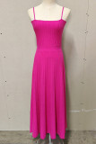 Casual Simplicity Solid Fold Square Collar Sling Dress Dresses