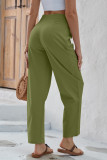 Casual Solid Frenulum Loose High Waist Straight Solid Color Bottoms