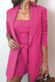 Ladies Chic Coat High Waist Shorts Three Pieces Suit