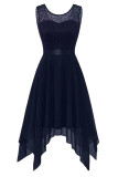 Elegant Formal Solid Asymmetrical O Neck Evening Dress Dresses