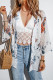 Casual Vacation Print Patchwork Cardigan Collar Tops
