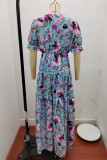 Elegant Floral Patchwork V Neck A Line Dresses