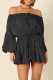 Sexy Simplicity Solid Draw String Frenulum Off the Shoulder Loose Rompers