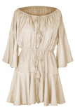 Sexy Simplicity Solid Draw String Frenulum Off the Shoulder Loose Rompers