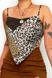 Sexy College Print Patchwork Contrast Square Collar Tops