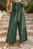 Casual Solid Bandage Loose High Waist Straight Solid Color Bottoms