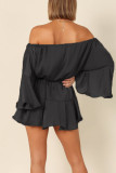 Sexy Simplicity Solid Draw String Frenulum Off the Shoulder Loose Rompers