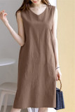 Casual Simplicity Solid Vest Dress Dresses