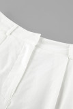 Casual Solid Pocket V Neck Sleeveless Two Pieces