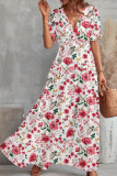 Elegant Floral Patchwork V Neck A Line Dresses