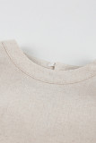 Casual Simplicity Solid Pocket Frenulum O Neck Sleeveless Two Pieces