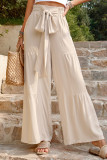 Casual Solid Bandage Loose High Waist Straight Solid Color Bottoms